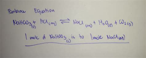 [Solved] Reaction: NaHCo3(s)+HCl(aq)=NaCl(aq)+H2O(l)+Co2(g) Using the ...