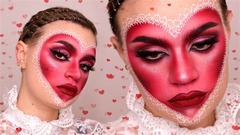 Vintage Valentine | Red heart makeup | Halloween makeup inspiration ...