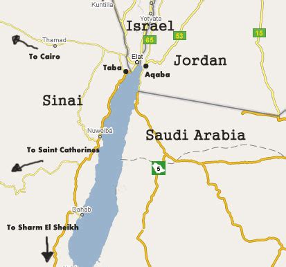 Map Gulf of Aqaba - Jordan, Egypt, Israel Red Sea Map