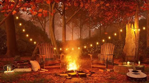 Cozy Fireplace in the Autumn Forest - Cozy Fall Ambience - Crackling ...