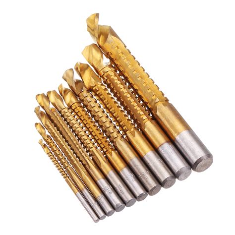 Drillpro 10pcs 3-13mm HSS Titanium Coated Twist Drill Bit Set Wood ...