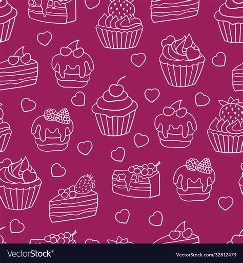 Seamless background with sweet cakes Royalty Free Vector