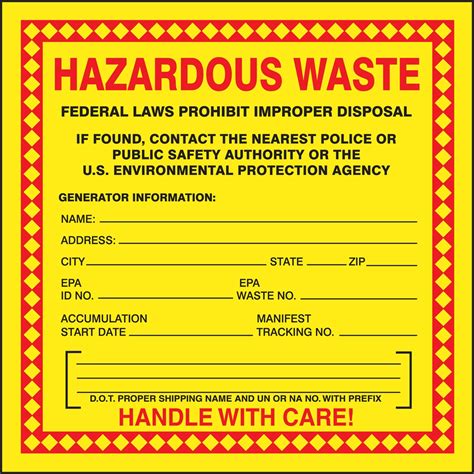 Printable Hazardous Waste Labels