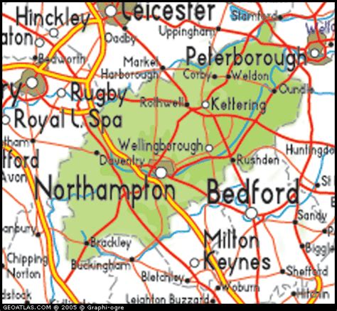 Northamptonshire Map Political Regional | United Kingdom Map Regional ...