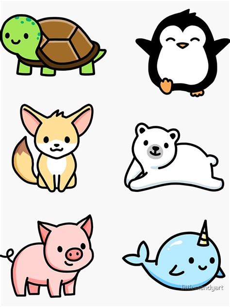 "Cute Animal Sticker Pack 1" Sticker by littlemandyart , #affiliate, # ...