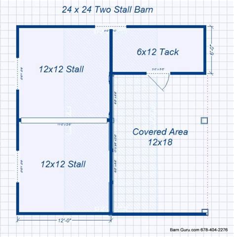 Barn Plans -2 Stall Horse Barn - Design Floor Plan | Horse barn ideas ...