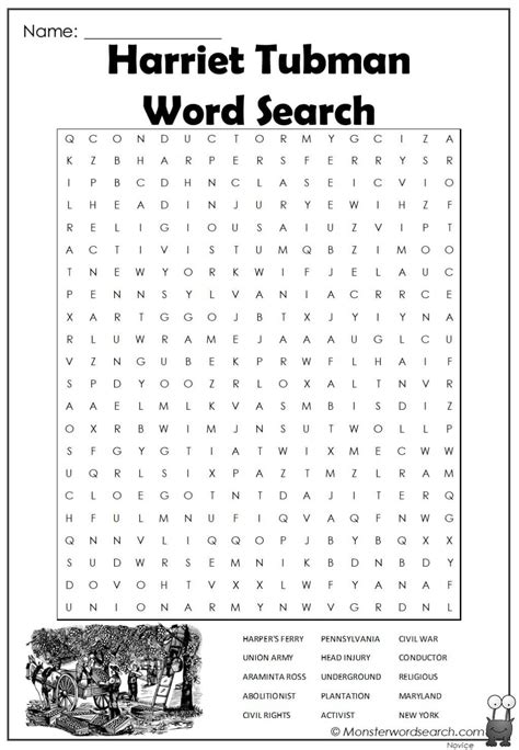 Harriet Tubman Word Search | Harriet tubman, Harriet tubman activities ...