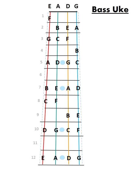 Fret map for bass ukulele, simplified to keep it clean. | Tenor ukulele ...