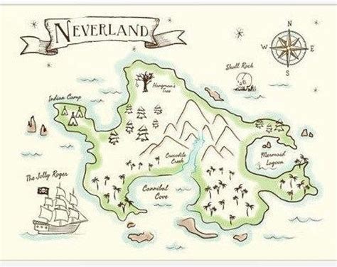 Neverland Map | DIGITAL DOWNLOAD- 18x24 | Neverland map, Neverland ...