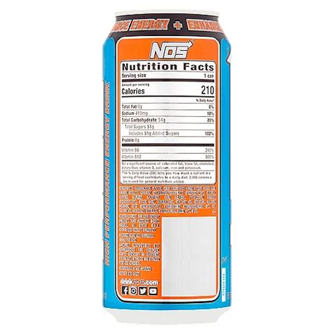 Nos Energy Drink Nutrition Facts Label | Besto Blog