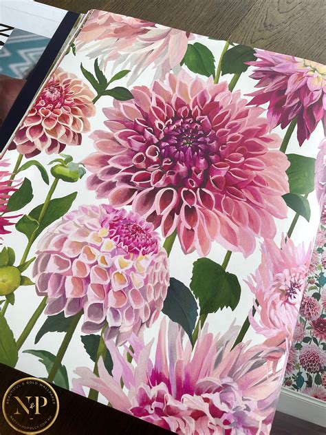 Large Scale Floral Blooms Pink Wallpaper / Harlequin Dahlia