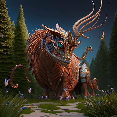 Premium AI Image | magical creatures in forest