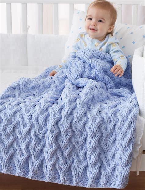 Shadow Cable Baby Blanket - Patterns | Yarnspirations | Cable knit baby ...