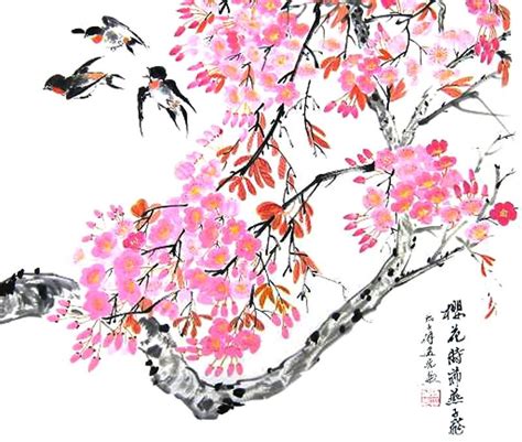 Chinese Cherry Blossom Painting 2359002, 50cm x 60cm(19〃 x 24〃)