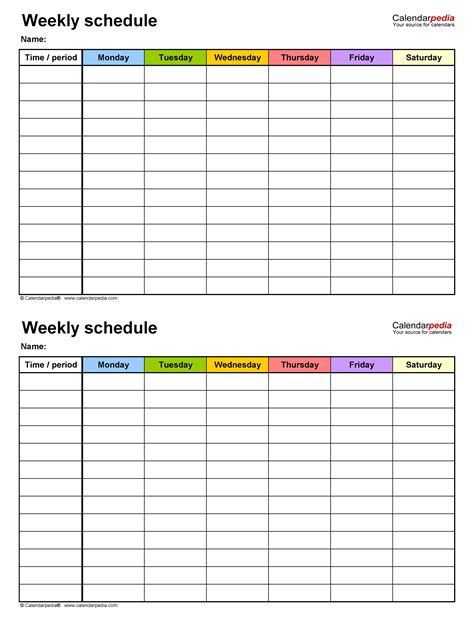 Monday To Friday Word Template | Calendar Template Printable