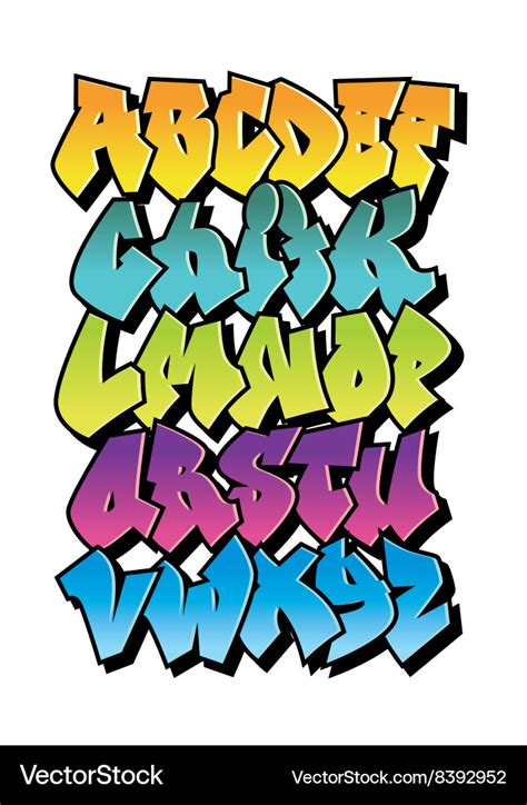 Bright cartoon comic graffiti font alphabet Vector Image