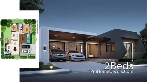 Modern One Story House Plot 20x17 meter with 2 Beds - Pro Home DecorS