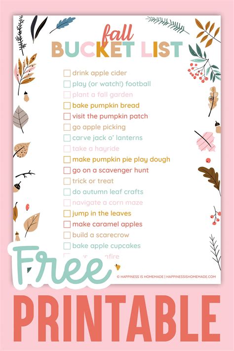 Fall Bucket List Printable