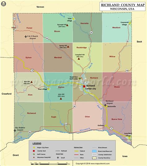 Richland County Map, Wisconsin