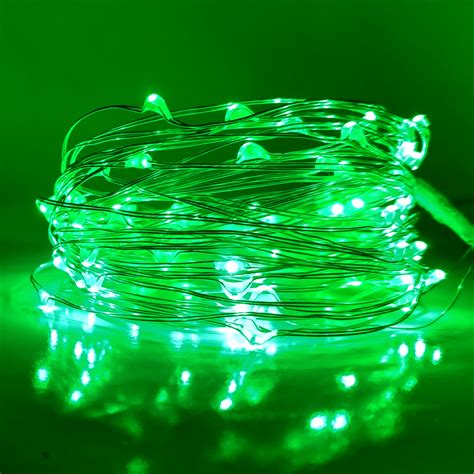 33 Foot - Plug in LED Fairy Lights- 100 Green Micro LED Lights on ...