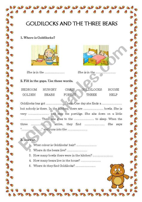 Goldilocks and the three bears! (part 2. Reading Comprehension) - ESL ...