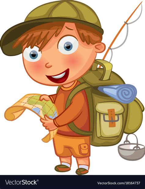 Boy scouts funny cartoon character Royalty Free Vector Image