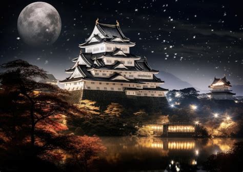 Premium AI Image | A beautiful night view of the historic Himeji Castle