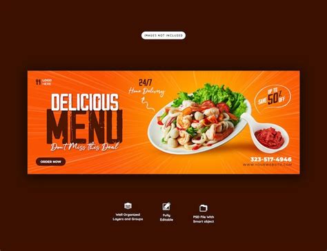 Free PSD | Food menu and restaurant facebook cover template