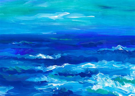 Blue Ocean Painting Digital Art by Sweet Birdie Studio | Fine Art America