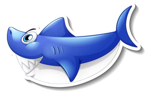 Free Vector | Blue shark cartoon sticker