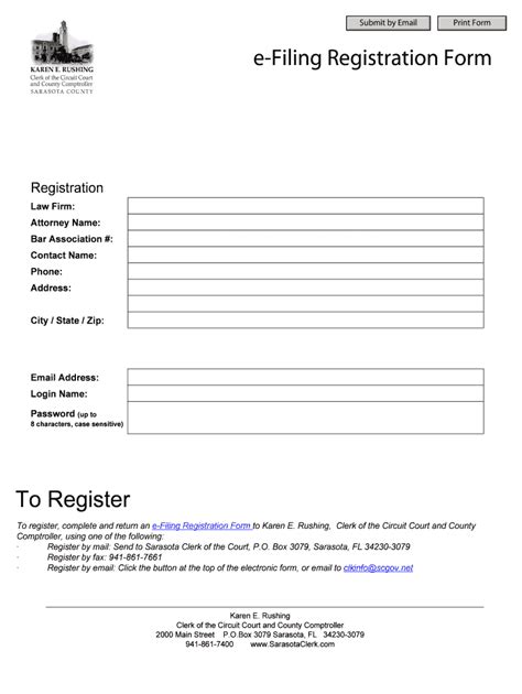 Fillable Online E-Filing Registration Form To Register - SARASOTA ...