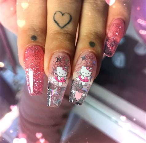 Hello Kitty Nails | Bling acrylic nails, Long acrylic nails, Hello ...