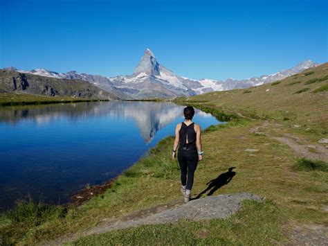 Hiking along side the Matterhorn on the 5 Lake Trail in Zermatt ...