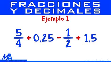 Operaciones combinadas con fracciones y decimales | Ejemplo 1 - YouTube