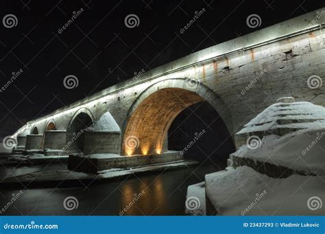 A View of a Famous Stone Bridge in Skopje Stock Image - Image of arch ...