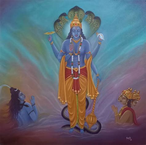 Lord Vishnu Painting by RAJESH SHARMA | Saatchi Art