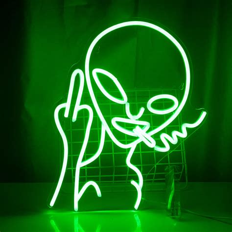 Buy LUCUNSTAR Green Alien Neon Sign,Neon Sign for Room,Alien Neon Signs ...