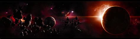 HD wallpaper: multicolored planet wallpaper, space, dual, screen ...