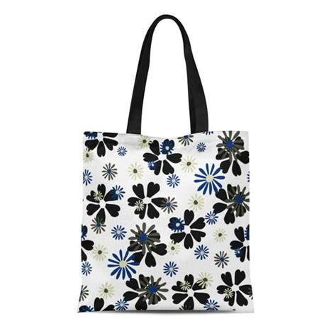 ASHLEIGH Canvas Tote Bag Small Floral Pattern Cute Daisy Flowers and ...