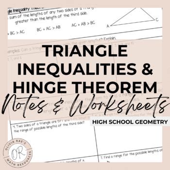 Triangle Inequalities & Hinge Theorem Notes & Worksheets by Olivia Rae