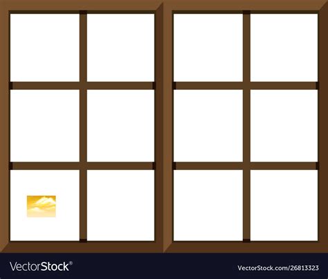 Window frame template with outside view Royalty Free Vector