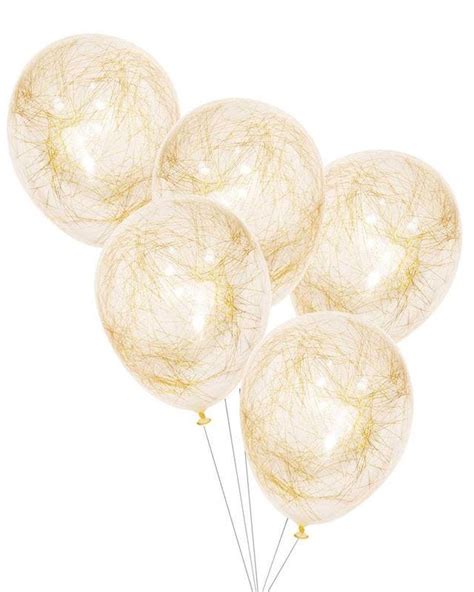 Gold Glitter Angel Hair Confetti Balloons - 12" Latex | Party Delights