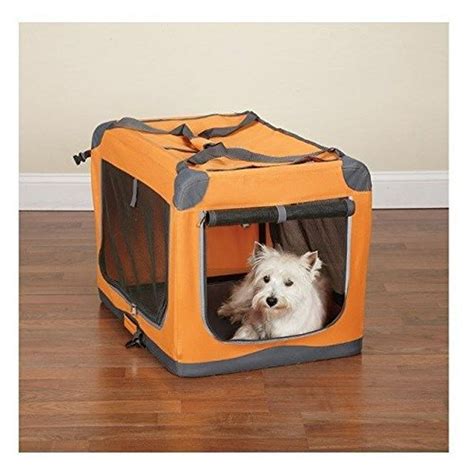 Small Dog Crate Orange Pioneer Soft Sided Collapsible Travel Crates ...