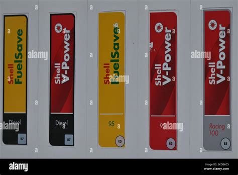 Types of gasoline and oil at Shell gas station in Krakow. On Thursday ...