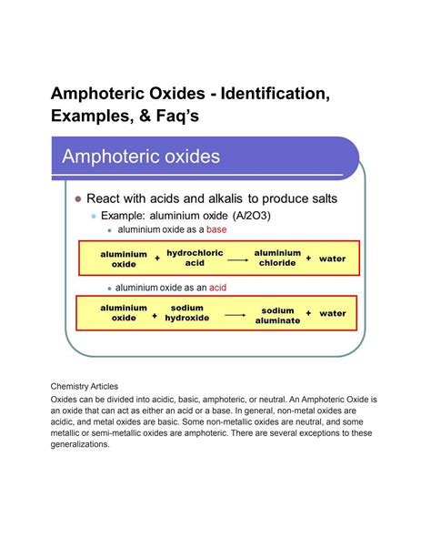 Amphoteric Oxides - Identification, Examples, & Faq’s by maitri sharma ...