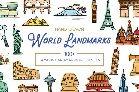 Hand Drawn World Landmarks – Linseed Studio / Premium and Free Graphic ...