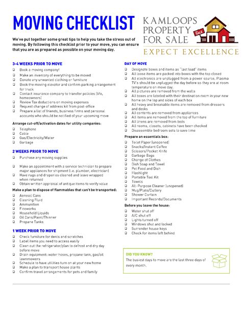 Printable Moving Checklists