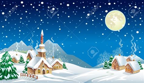 christmas night scene clipart - Clipground