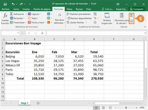 Opciones de Cálculo de Fórmulas | CustomGuide