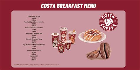 Costa Breakfast Menu Prices UK - Costa Menu UK with Prices [2024 Updated] ️